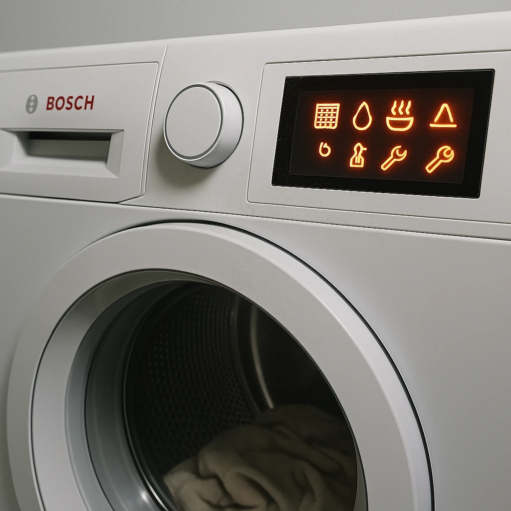 Bosch wasmachine met storingssymbolen op display